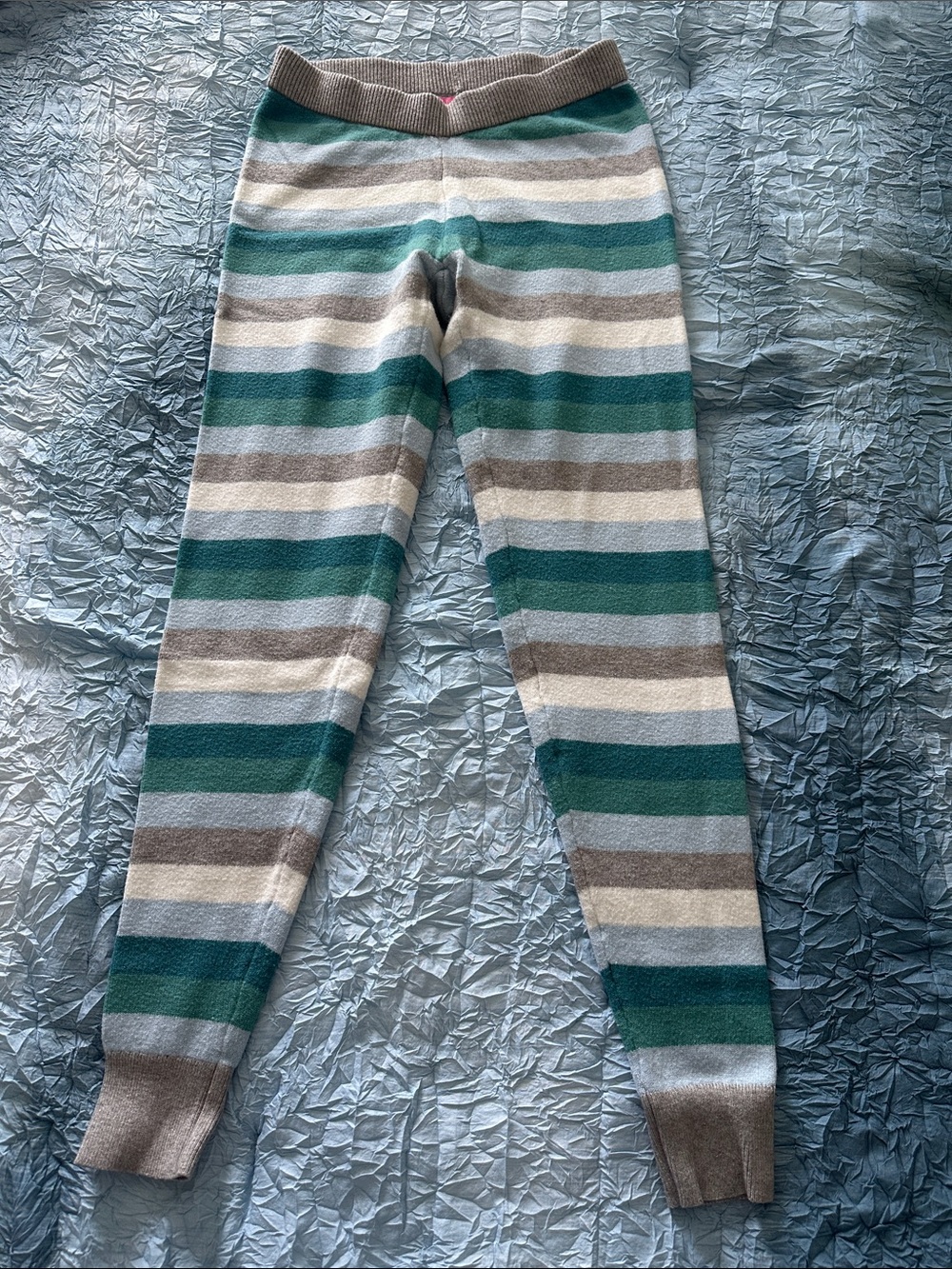 162. Striped Green and Gray Knit women’s Leggings